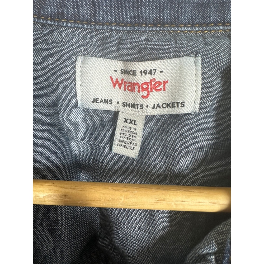 Wrangler Dress Womens XXL Blue Denim Western Snap Front Tie Waist Long Sleeve - Picture 3 of 8